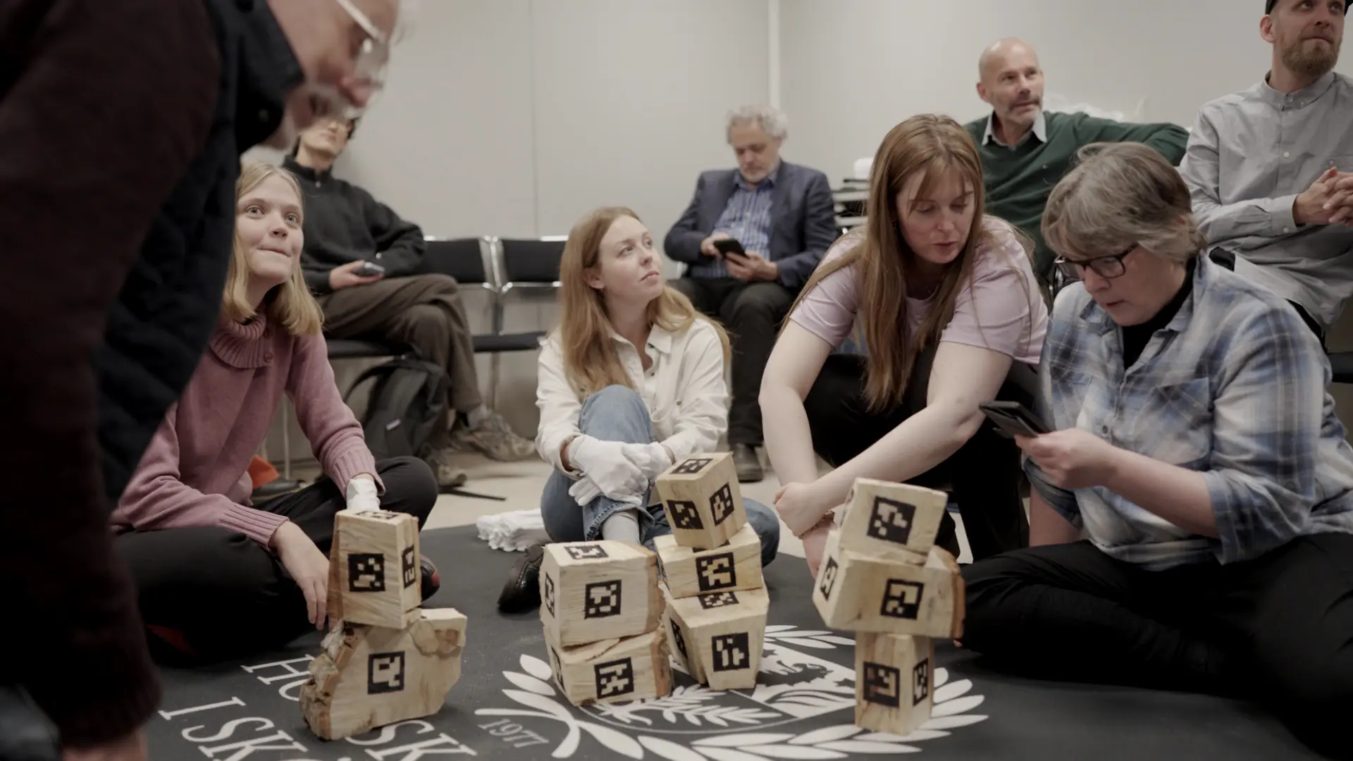 People interacting with the blocks