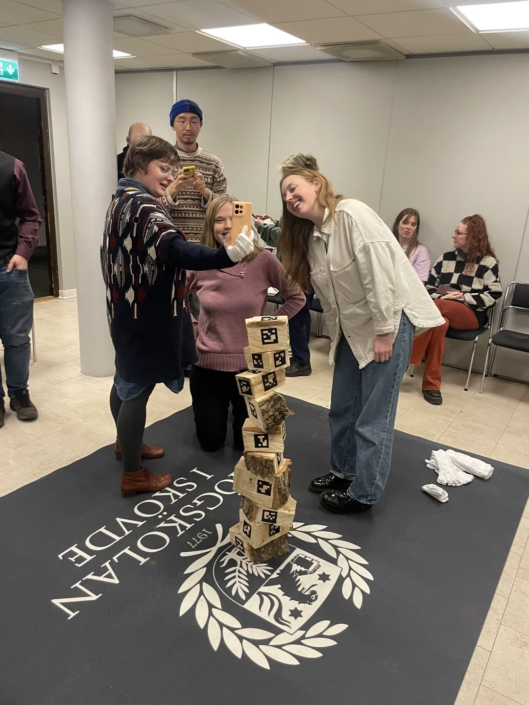 People interacting with the blocks