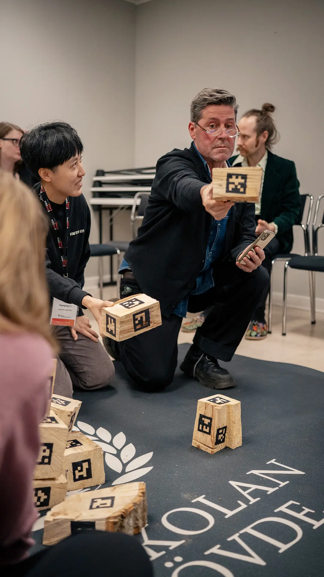 People interacting with the blocks