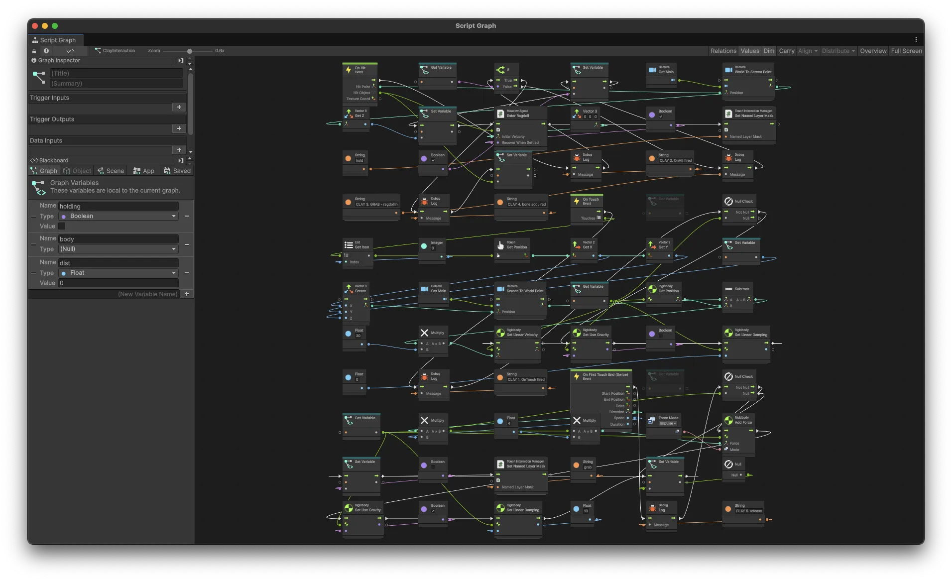 A Unity Visual Scripting graph wired by Claude Code