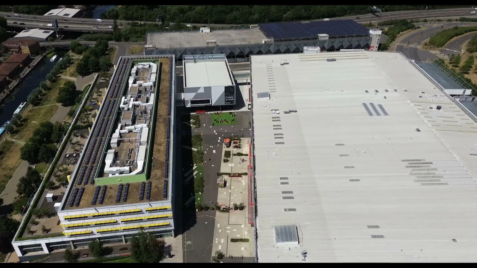 Aerial view of Here East campus
